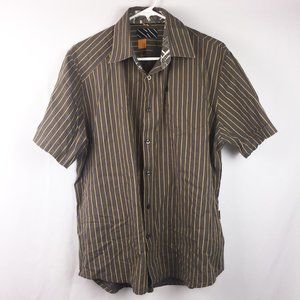 Volcom Brown Button Down Short Sleeve Shirt Large